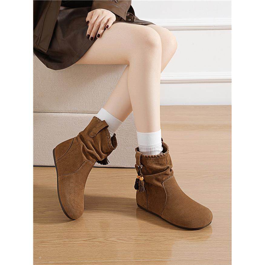 英伦风短靴子2025秋冬新款覆古加绒舒适棉靴马丁靴休闲堆堆靴女鞋,女鞋,西部靴,淘宝优惠券,粉丝福利购,淘宝优惠卷