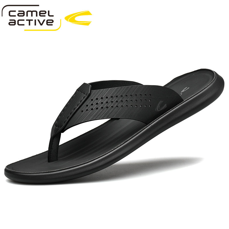 德国骆驼动感拖鞋男款夏季真皮凉鞋防滑防臭人字拖男士沙滩皮凉拖