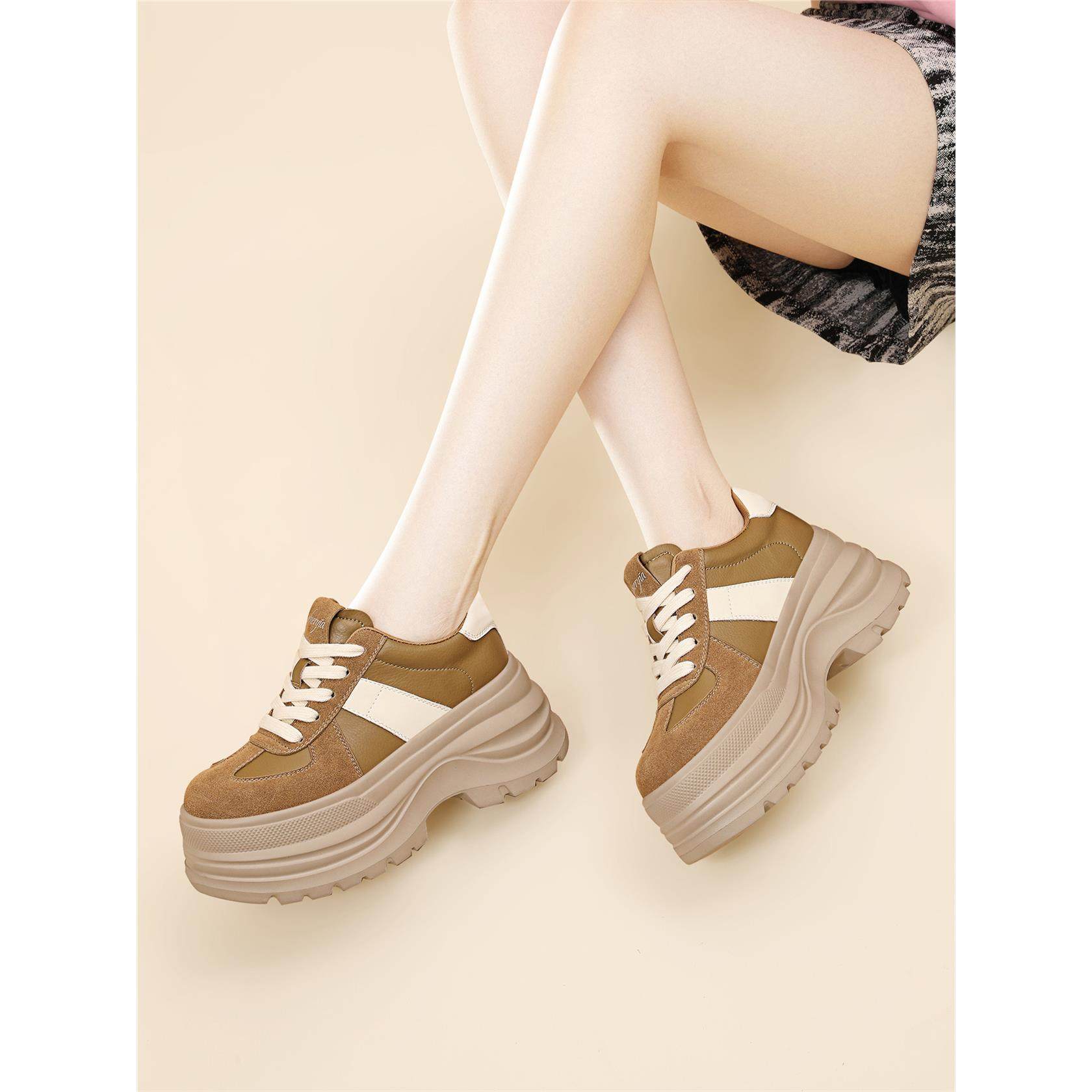 金丝兔品牌女鞋2025新款秋季女鞋厚底休闲鞋女士防滑轻便运动鞋