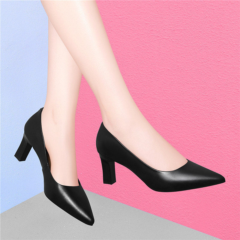 真皮职业高跟鞋女2025年春季新款尖头细跟气质职业性感不累脚单鞋