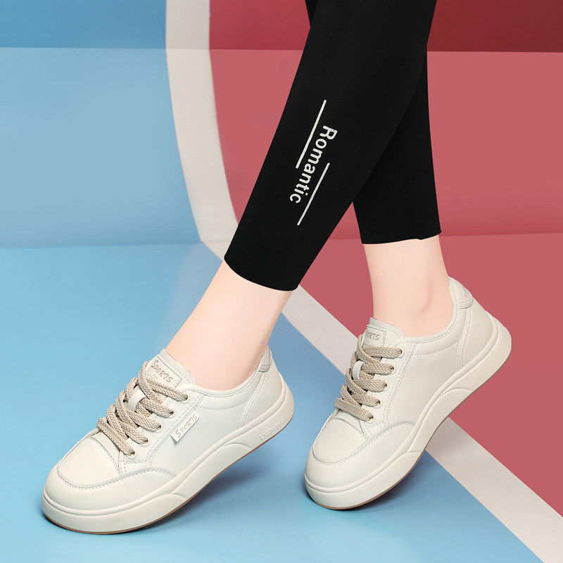 真皮休闲板鞋女2025春季秋款运动单鞋舒适软底平底百搭爆款小白鞋,女鞋,深口单鞋,淘宝优惠券,粉丝福利购,淘宝优惠卷