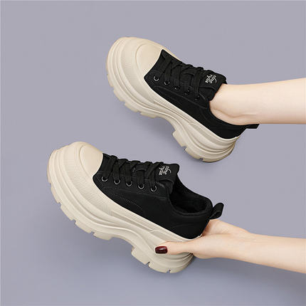 运动休闲鞋女加绒保暖2025新款厚底棉鞋冬季小个子显高7cm松糕鞋