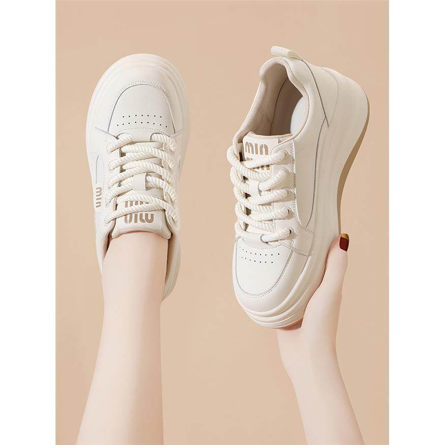 真皮白女鞋2025春夏新款流行韩式秋季露脚小休闲厚底增高运动鞋,女鞋,时尚休闲鞋,淘宝优惠券,粉丝福利购,淘宝优惠卷