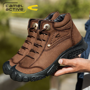 德国骆驼动感男鞋冬季男款东北二棉鞋男加绒保暖雪地靴男士马丁靴