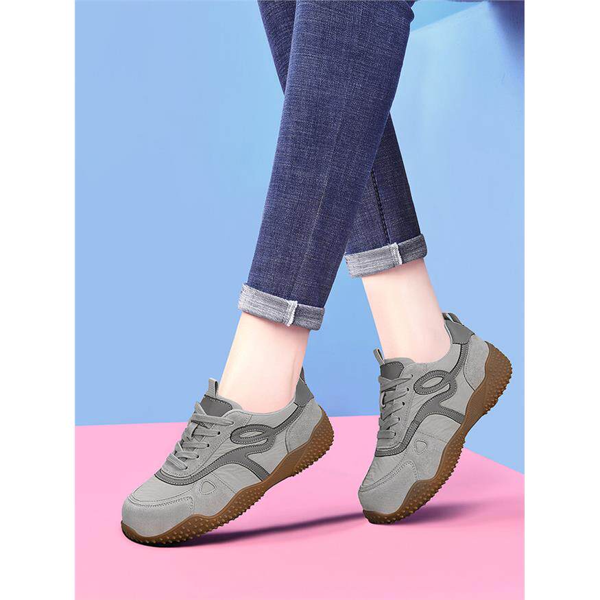 厚底德训鞋女2025新款春秋鞋子网面透气网鞋小众设计感休闲阿甘鞋