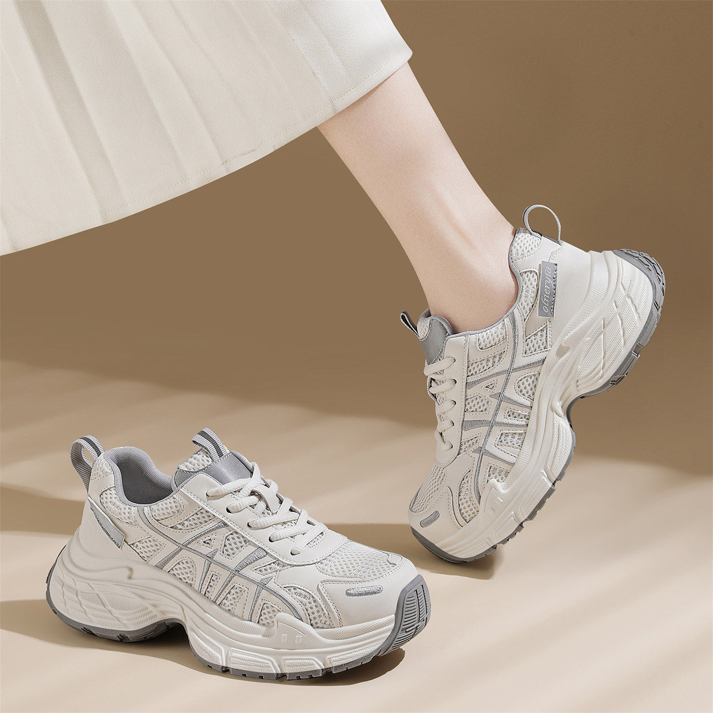 2026新款春秋厚底老爹鞋女网面透气百搭休闲运动鞋增高轻便户外鞋,女鞋,老爹鞋,淘宝优惠券,粉丝福利购,淘宝优惠卷