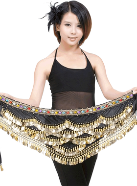 舞娘 彩钻肚皮舞腰链印度舞演出表演服装腰巾初学者加重加宽腰带