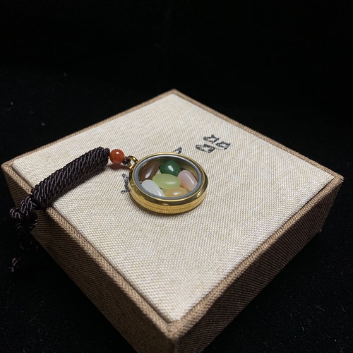 洋铮珠宝天然和田玉石原石乌嘎盒玻璃瓶石头意境包包配饰手机吊坠