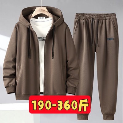 350斤潮胖子大码卫衣男长裤加肥加大号宽松肥佬加绒两件套装外套