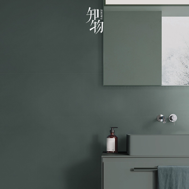 纯色法式复古客厅绿色地砖