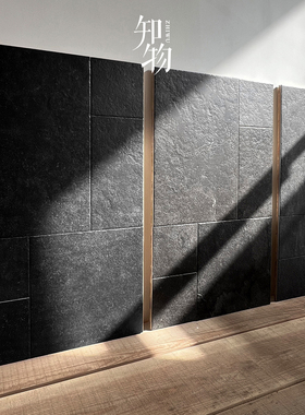 民宿复古黑色莱姆石地砖古朴防滑瓷砖客厅别墅花园庭院户外暗黑砖