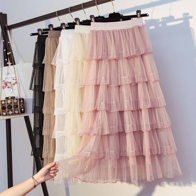Half skirt, autumn woman 2018 new pattern Cake skirt Multi-level Body Versatile Gauze skirt Paige Yarn skirt Lotus leafin the Women's clothing/Boutique , Skirts  category - from Buy2taobao.com to provide professional Taobao agent buy service