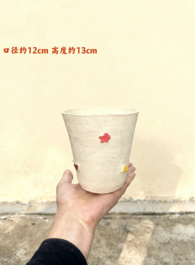 景德镇手工花盆高级感粗陶陶土透气可爱童趣花烛蝴蝶兰花器有孔款