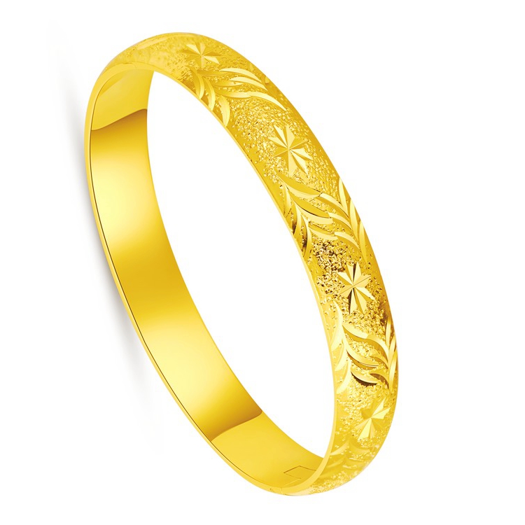 18K黄金色女款暗扣手镯不掉色时尚手圈仿真金实心大镯子送妈妈