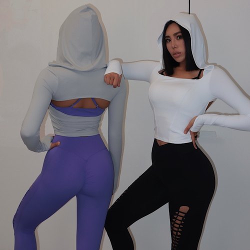 长袖外套锦纶高弹露背女