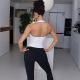 欧美瑜伽背心女运动健身上衣新款 含胸垫裹胸系脖高弹健身衣