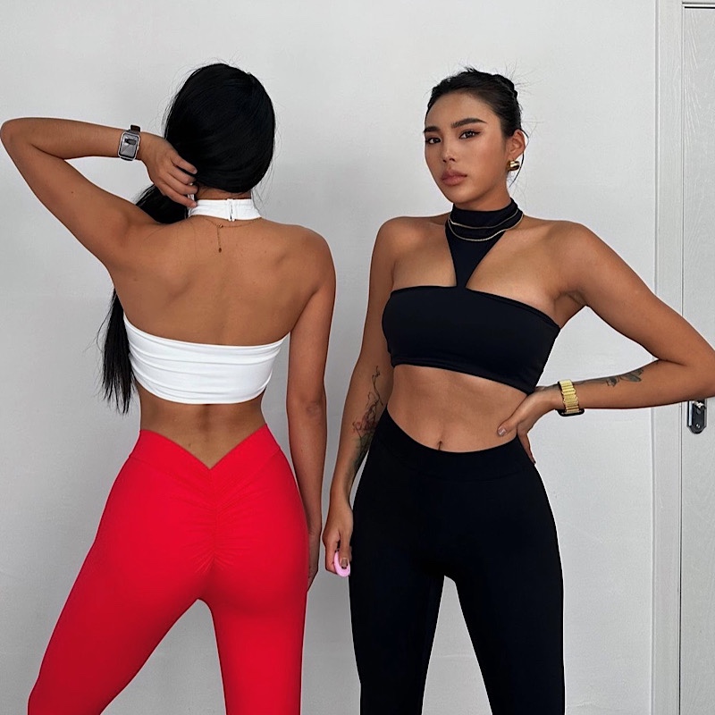 含胸垫挂脖上衣上衣挂脖好看