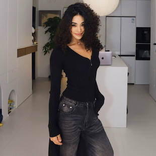 显瘦长袖 2025拉链保暖小众百搭修身 针织 V领拉链针织开衫