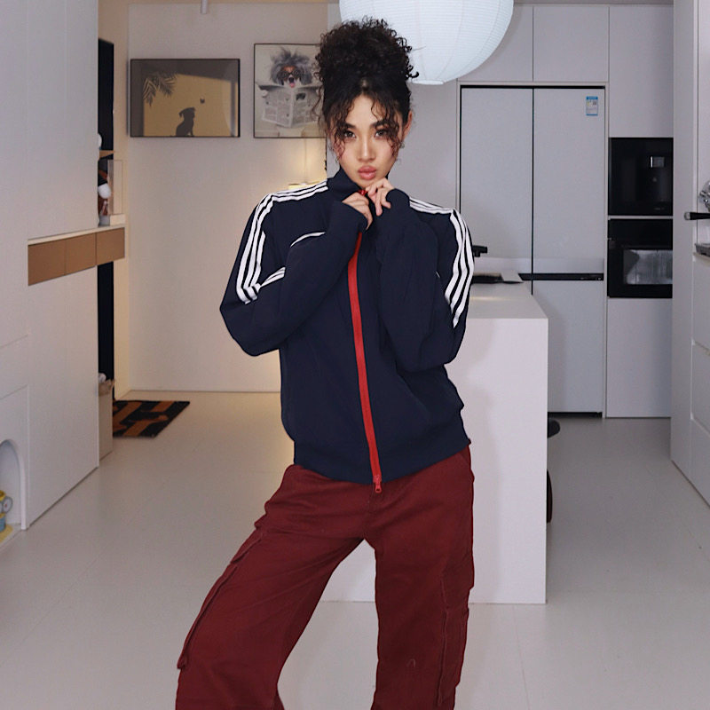 【复古】欧美条纹立领户外运动外套男女防晒夹克上衣秋装新款2025