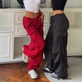 studio 休闲裤 欧美2023秋季 akiyo 腰部系带宽松工装 裤 纯色长裤