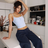 性感方领细肩带瑜伽背心带胸垫女美背百搭显瘦普拉提