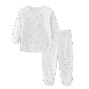 丽婴房儿童天丝内衣套装夏季两粒扣薄款长袖睡衣男女童空调家居服