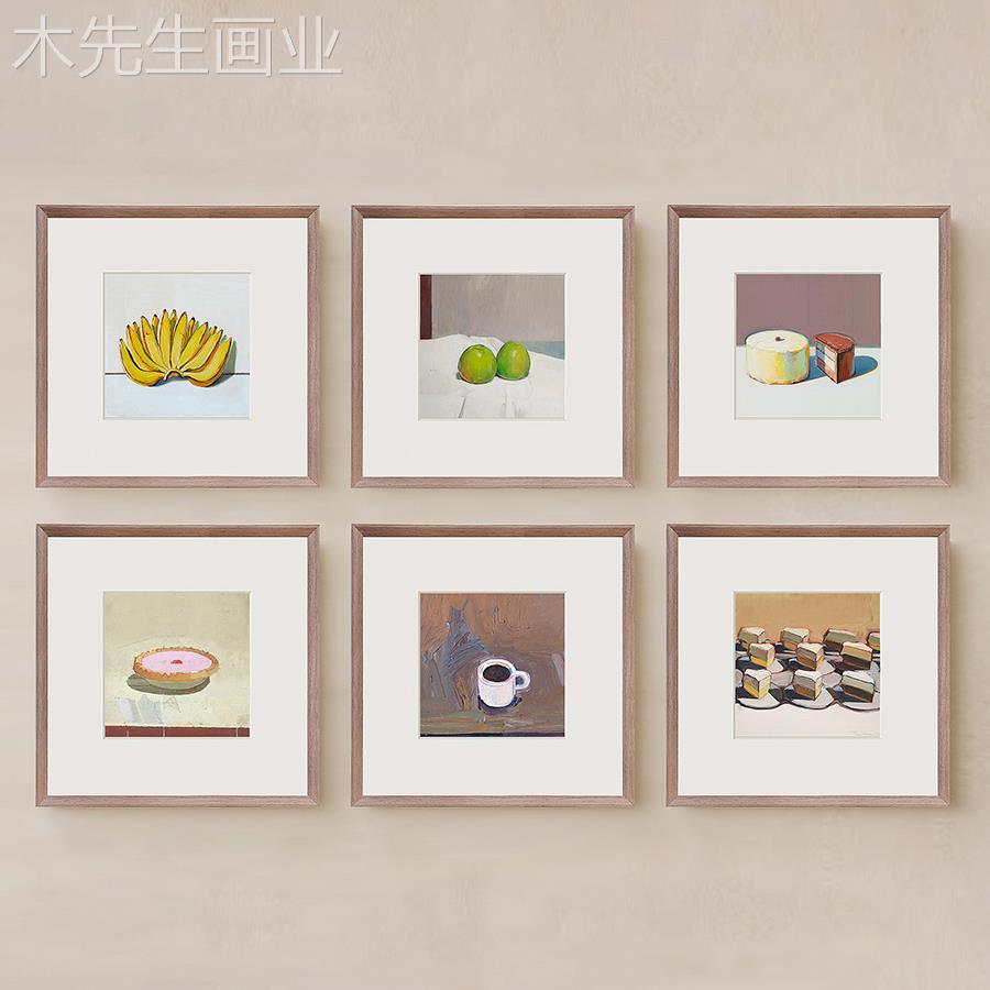 餐厅挂画北欧组合厨房客厅莫兰迪咖啡色水果蛋糕画现代饭厅装饰画图片