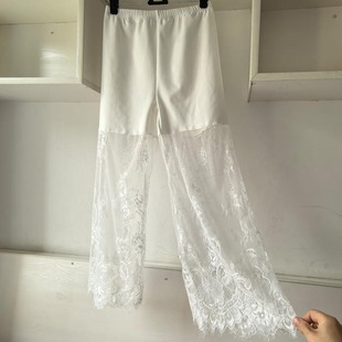 蕾丝花边阔腿九分裤女德绒旗袍内搭衬裤秋冬加绒汉服马面裙打底裤