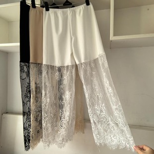 秋冬加绒汉服马面裙百搭打底裤蕾丝阔腿九分裤女德绒旗袍内搭衬裤