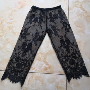 夏时尚大码七分裤旗袍防走光衬裤女士单层薄款睫毛蕾丝汉服打底裤