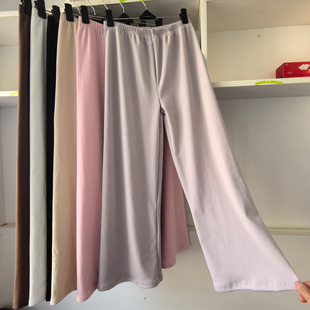 秋冬德绒睡裤保暖宽松直筒阔腿裤女九分裤马面裙汉服旗袍内搭衬裤