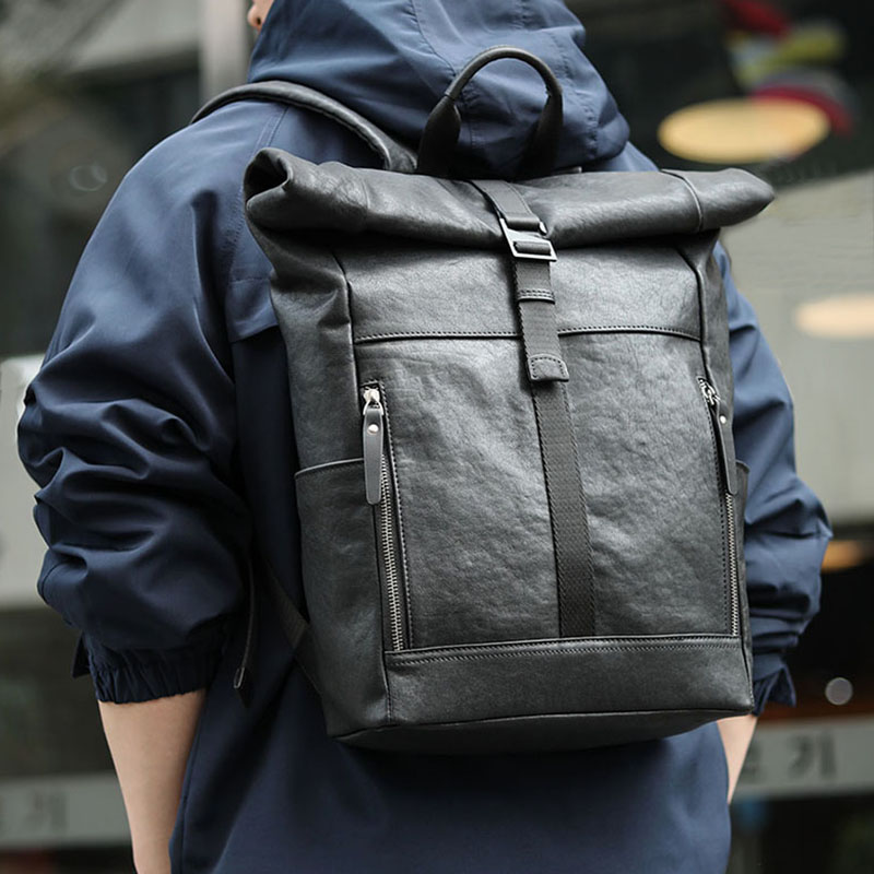 男士双肩包真皮多功能休闲背包