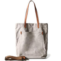 Artistic and retro cowhide with canvas bag, men's single-shoulder bag, Japanese-style crossbody bag, tote bag, men's laptop bag thumbnail 2