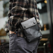 男士 单肩斜挎小包手机包迷你随身包证件包真皮头层植鞣牛皮男女包