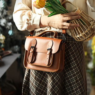 小众原创复古英伦风女挎包单肩斜挎包真皮文艺JK包剑桥包 学院风