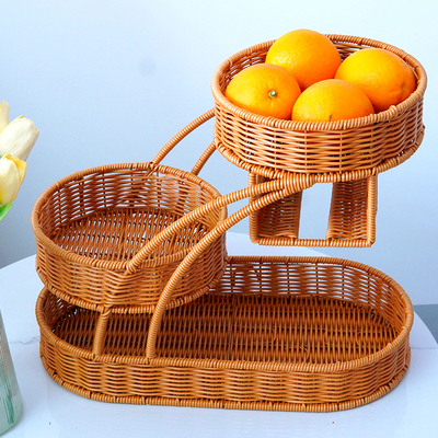 轻奢多层果篮手工编织置物架
