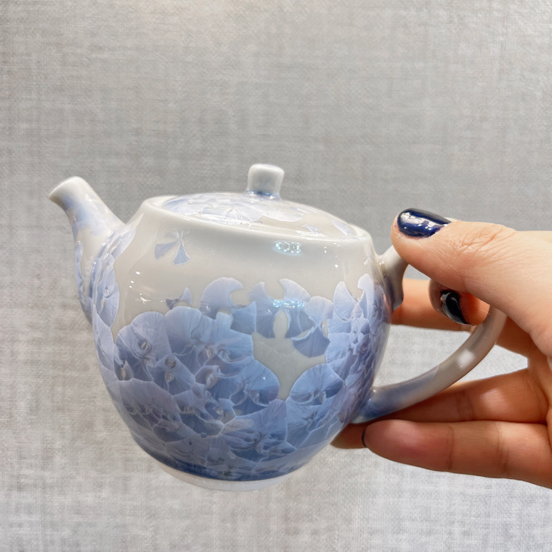 日本进口陶葊清水烧花结晶釉手工茶壶日式陶瓷茶具泡茶壶