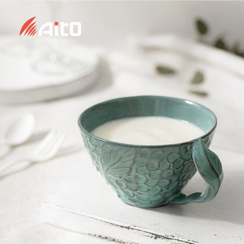 日本原产AITO 浮雕藤系列陶瓷复古风格下午茶茶杯马克杯咖啡杯