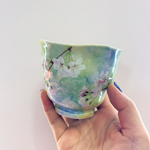日本美浓烧汤吞茶杯手握杯