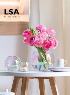 英国LSA马贝珍珠彩虹玻璃球形花瓶客厅摆件插花瓶北欧风婚庆礼品