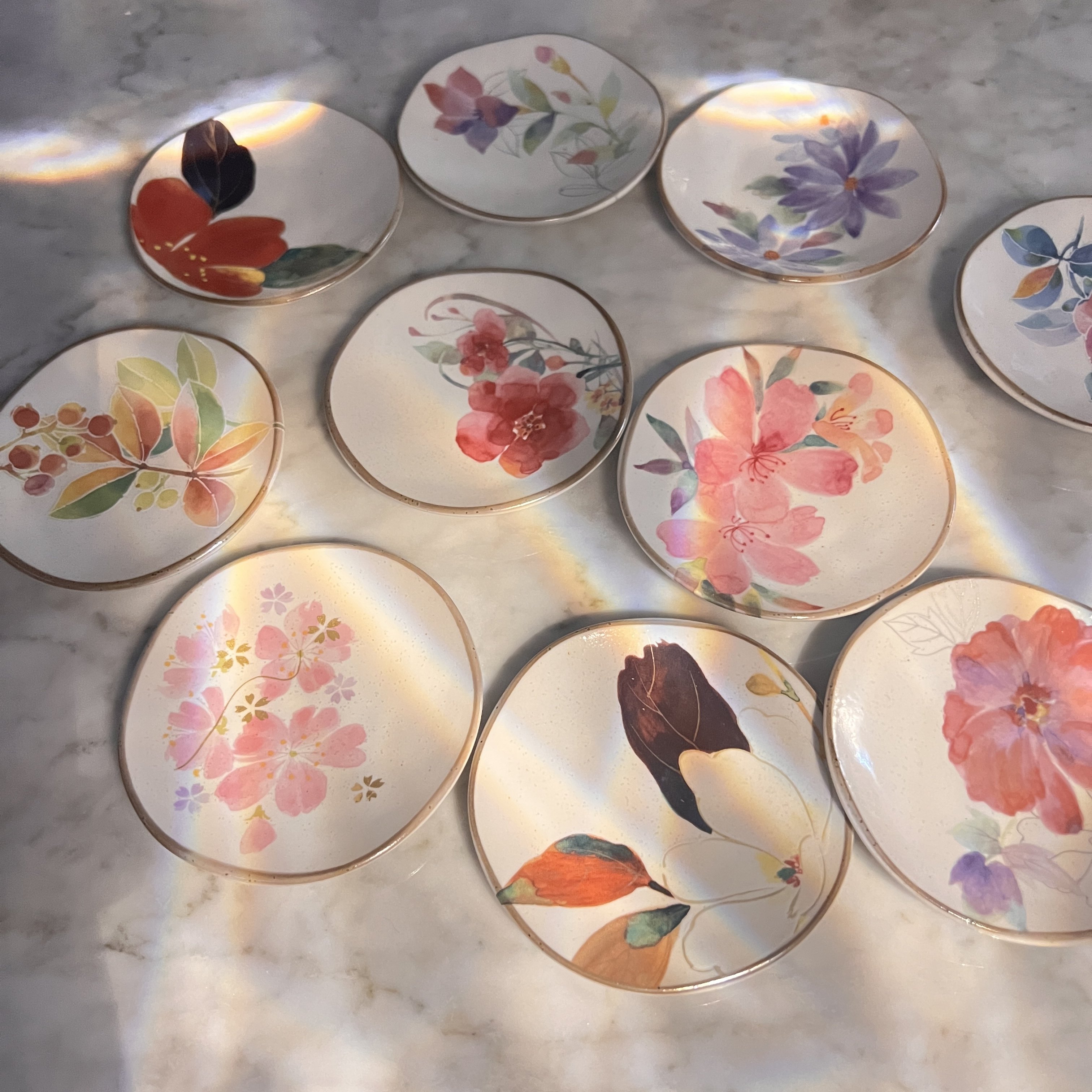 现货日本进口美浓烧樱花语和蓝寿司饺子蘸料酱油碟筷子架日式餐具