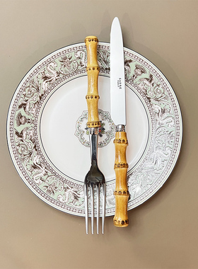法国进口Sabre Paris竹柄不锈钢西餐餐具牛排刀叉勺子家用全套装