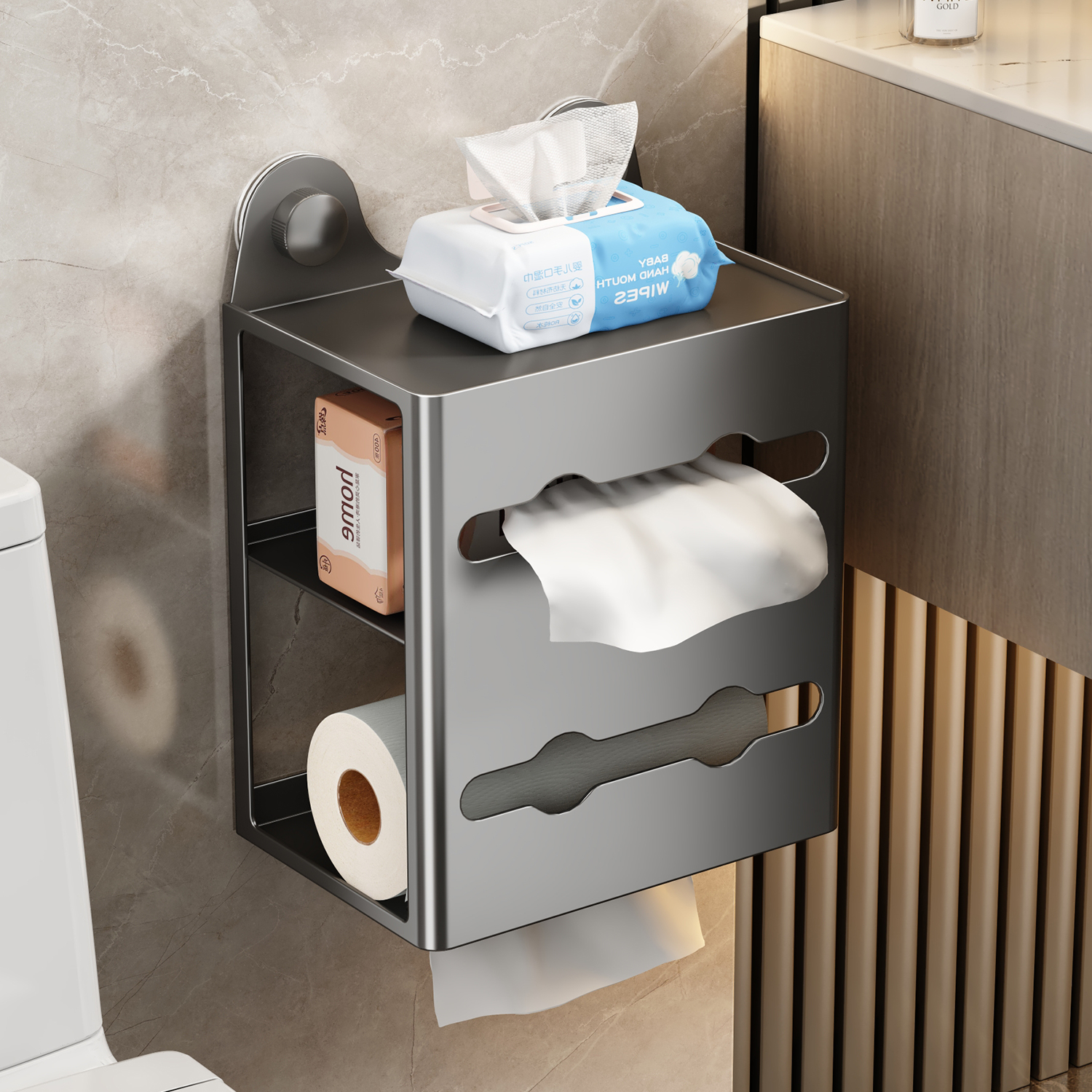 卫生间壁挂式卷纸架免打孔