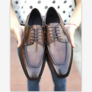 休闲皮鞋 新款 手工绅士德比鞋 意大利挪威缝低帮牛皮真皮鞋 英伦 男鞋
