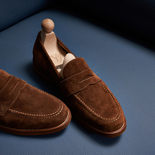 UNA10鞋履反绒乐福鞋老钱风真皮一脚蹬豆豆男鞋休闲皮鞋2026新款