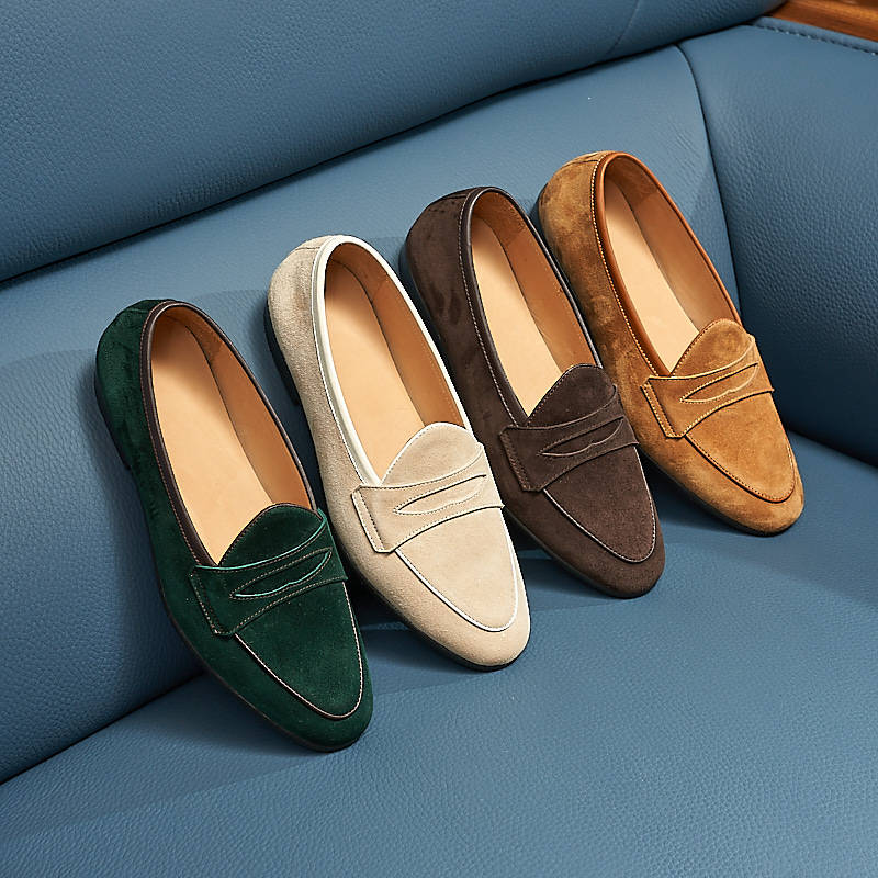 新款夏季透气英伦乐福鞋男套脚真皮软面皮舒适一脚蹬休闲皮鞋轻便