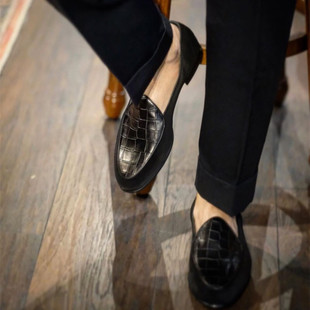 乐福鞋男一脚蹬真皮反绒春夏季英伦比利时韩潮流男士商务休闲皮鞋