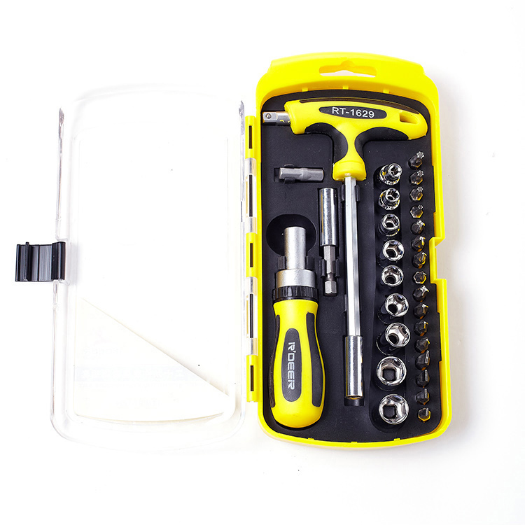 飞鹿 29件套棘轮组合螺丝刀 T型螺丝批 套筒扳手组套 RT-1629A
