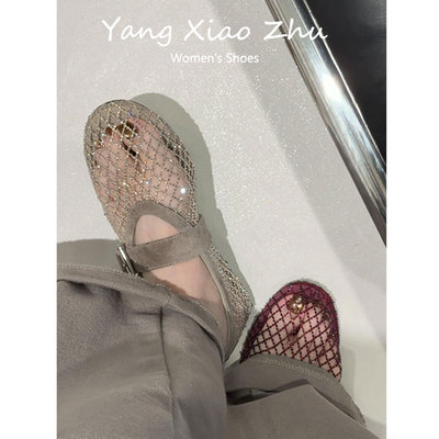 羊皮版~编织镂空满钻罗马凉鞋女