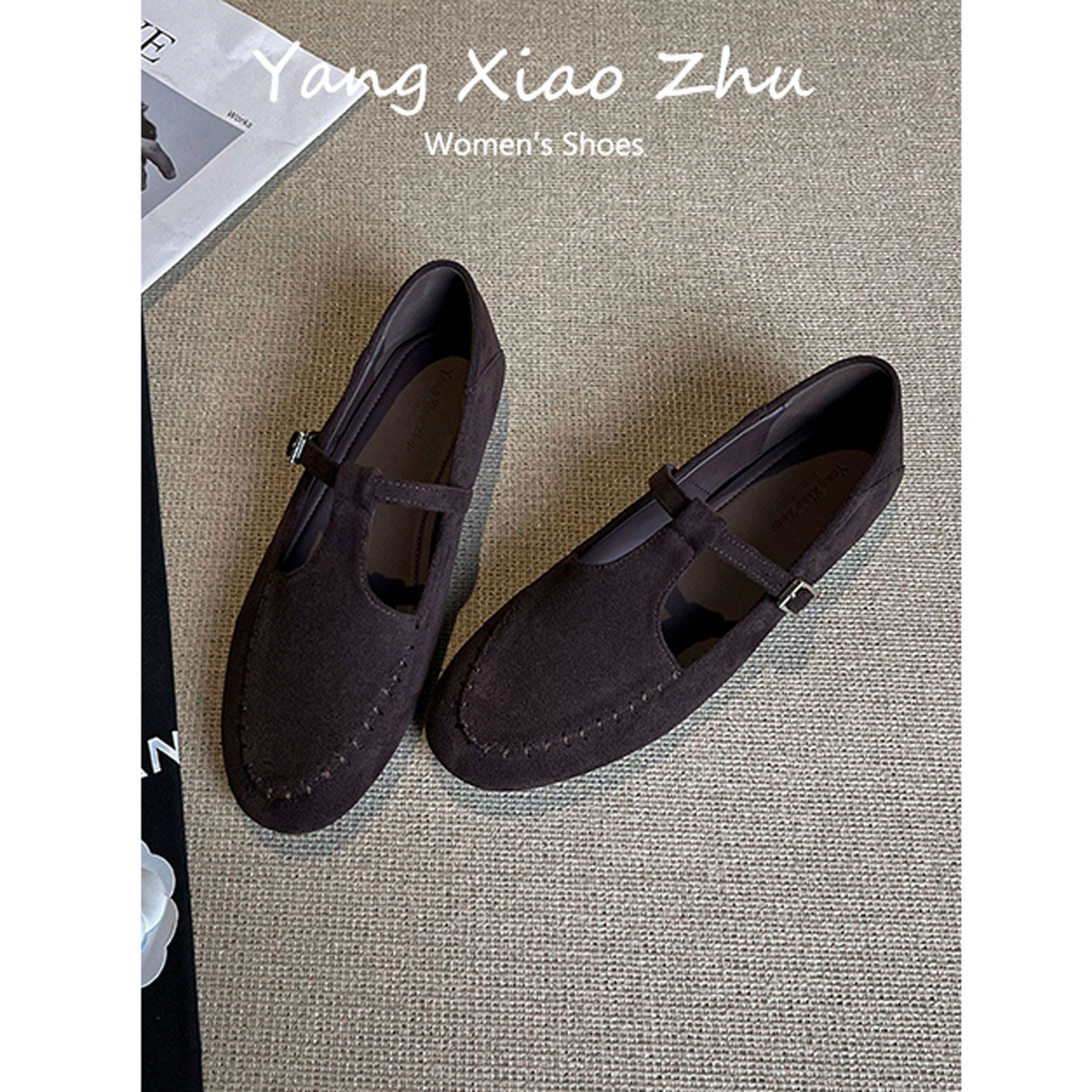 羊皮版~绝美复古小单鞋女2025新款配裙子百搭通勤平底T字带乐福鞋,女鞋,乐福鞋（豆豆鞋）,淘宝优惠券,粉丝福利购,淘宝优惠卷